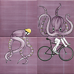 Плитка с узором Осьминог велосипедист варинант исполнения - 2 | Loft Concept в Ульяновске