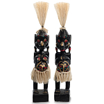 Комплект из 2-х деревянных статуэток Asmat Straw Headdress Statuettes Multicolor варинант исполнения - 1 | Loft Concept в Ульяновске