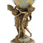 Ваза голубого цвета из фарфора с золотым растительным орнаментом и бронзовыми фигурками женщин Eden Garden porcelain and bronze варинант исполнения - 1 | Loft Concept в Ульяновске