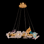 Люстра круглая на золотом каркасе с птичками и цветочным декором Miscellaneous herbs варинант исполнения - 2 | Loft Concept в Ульяновске