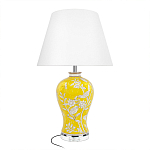 Настольная лампа желтая с изображением белых птиц Flight Among Acacia варинант исполнения - 1 | Loft Concept в Ульяновске