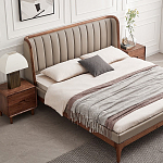 Кровать двуспальная с мягким изголовьем Moon Walnut Bed варинант исполнения - 1 | Loft Concept в Ульяновске