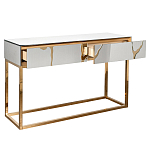 Консоль с ящиками зеркальная с золотым декором Gold Painted Mirror Console варинант исполнения - 2 | Loft Concept в Ульяновске
