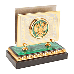 Настольный письменный набор из малахита и долерита с декором в виде герба России Leader Organizer варинант исполнения - 6 | Loft Concept в Ульяновске