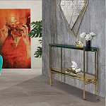 Консоль овальной формы золотая с полкой для хранения Craig варинант исполнения - 4 | Loft Concept в Ульяновске