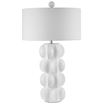 Настольная лампа белая с тканевым абажуром в форме цилиндра Morphing варинант исполнения - 4 | Loft Concept в Ульяновске