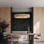 Люстра круглая из толстых деревянных реек Natural Style варинант исполнения - 4 | Loft Concept в Ульяновске