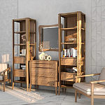 Витрина левая из массива дуба с 5-ю полками и 2-мя ящиками Tasteful Furniture варинант исполнения - 3 | Loft Concept в Ульяновске