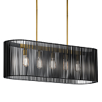 Люстра подвесная овальной формы с металлическим решетчатым абажуром матово-черного цвета и 5 лампами Kichler варинант исполнения - 1 | Loft Concept в Ульяновске