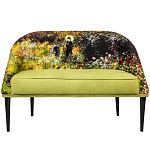 Диван двухместный из натурального бука с цветочным принтом Impressionism in Art варинант исполнения - 1 | Loft Concept в Ульяновске