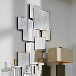 Золотое зеркальное панно из зеркальных квадратов Overlapping варинант исполнения - 2 | Loft Concept в Ульяновске