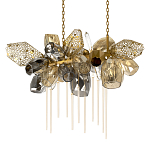 Люстра подвесная с 22-мя гранёными стеклянными плафонами с вертикальными подвесками Gilded Mirage  варинант исполнения - 7 | Loft Concept в Ульяновске