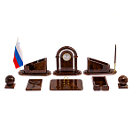 Настольный письменный набор с часами из природного камня обсидиана  Contract Extended варинант исполнения - 1 | Loft Concept в Ульяновске