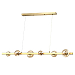 Люстра светодиодная линейная с 6-ю круглыми плафонами коньячного цвета Iona Chandelier Brass  варинант исполнения - 1 | Loft Concept в Ульяновске
