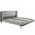Кровать двуспальная серая с мягким изголовьем из экокожи и ткани Modern Look варинант исполнения - 2 | Loft Concept в Ульяновске