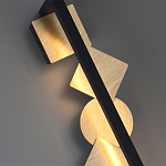 Бра вертикальное черного цвета с золотыми кругами и квадратами Gravyura варинант исполнения - 2 | Loft Concept в Ульяновске