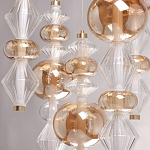 Люстра с плафонами из прозрачного и янтарного стекла в виде шаров и ромбов Gabriel Scott Luna варинант исполнения - 8 | Loft Concept в Ульяновске