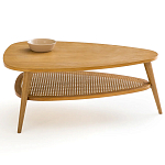 Журнальный стол из массива дуба и декором из плетеного ротанга Reyer Rattan Coffee Table варинант исполнения - 2 | Loft Concept в Ульяновске