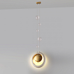 Подвесной светильник с бежевым текстурным кольцом и латунным шаром в центре Tactile  варинант исполнения - 5 | Loft Concept в Ульяновске