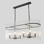 Люстра подвесная овальная со стеклянными прозрачными трубками и металлическим каркасом черного цвета Nembus варинант исполнения - 5 | Loft Concept в Ульяновске