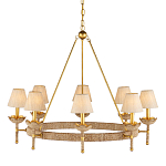 Люстра из кованого железа с отделкой плетеной веревкой и сусальным золотом Parisian Style варинант исполнения - 1 | Loft Concept в Ульяновске