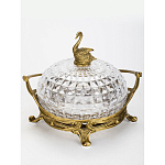 Конфетница из прозрачного рельефного стекла с ручкой и фигуркой лебедя Eden Garden варинант исполнения - 2 | Loft Concept в Ульяновске