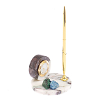 Часы настольные с шариковой металлической ручкой из натурального камня Stone Clock варинант исполнения - 2 | Loft Concept в Ульяновске