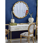 Зеркало круглое в фактурной золотистой раме из металла Mirror Golden Placer варинант исполнения - 2 | Loft Concept в Ульяновске