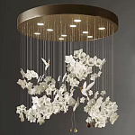 Люстра каскадная с белыми цветами и птицами Takeoff варинант исполнения - 1 | Loft Concept в Ульяновске