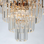 Люстра из черного металла с многоярусными подвесками из прозрачного хрусталя на золотой цепи Empire Black Chandelier Crystal варинант исполнения - 7 | Loft Concept в Ульяновске