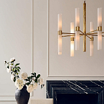 Люстра золотая с 16-ю тонкими цилиндрическими плафонами Shoulders варинант исполнения - 3 | Loft Concept в Ульяновске