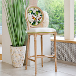 Барный стул золотистый из натурального бука с изображением птицы и цветов Blooming Birds варинант исполнения - 2 | Loft Concept в Ульяновске