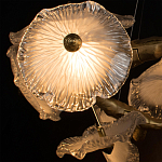 Люстра подвесная круглая с ветвистыми бронзовыми элементами и стеклянными рифлеными дисками Textured Glass Chandelier варинант исполнения - 5 | Loft Concept в Ульяновске