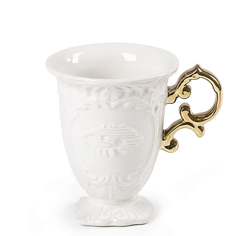 Кружка Seletti I-Mug Gold Белый Золотой в Ульяновске | Loft Concept 