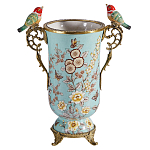 Ваза с двумя птичками из фарфора с бронзовыми элементами Garden of Eden варинант исполнения - 1 | Loft Concept в Ульяновске