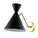 Бра черного цвета с конусообразным плафоном на золотом основании Loft Metal варинант исполнения - 1 | Loft Concept в Ульяновске