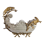 Чаша для фруктов из фарфора бронзовыми фигурками леопардов Eden Garden варинант исполнения - 3 | Loft Concept в Ульяновске