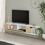 ТВ-тумба подвесная белая с полкой и откидной дверцей цвета древесины TONE TV STAND WHITE варинант исполнения - 3 | Loft Concept в Ульяновске
