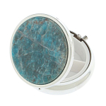 Таблетница карманная круглая с 3-мя отделениями и накладкой из натурального камня Апатит Голубой Silver Stone Pillboxes варинант исполнения - 2 | Loft Concept в Ульяновске