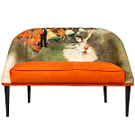 Диван двухместный из натурального бука оранжевый с цветным принтом Impressionism in Art варинант исполнения - 1 | Loft Concept в Ульяновске
