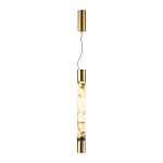 Подвесной светильник цилиндрической формы с плафоном из алебастра и металлическими торцами Латунь 60 см Cryptocrystalline Stone варинант исполнения - 2 | Loft Concept в Ульяновске