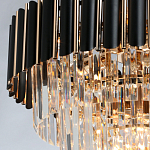 Люстра из черного металла с многоярусными подвесками из прозрачного хрусталя на золотой цепи Empire Black Chandelier Crystal варинант исполнения - 6 | Loft Concept в Ульяновске