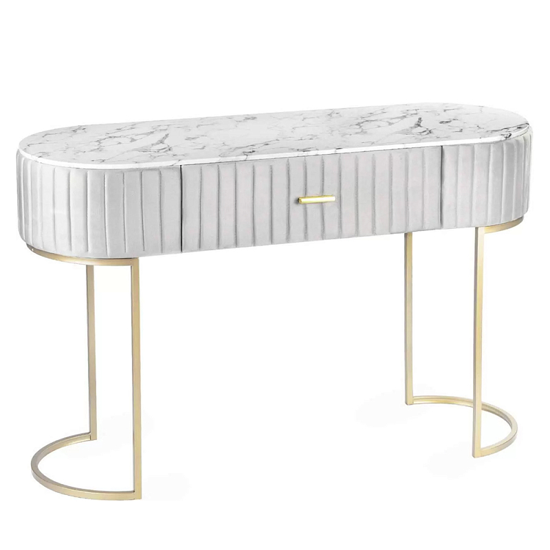 Консоль овальная на золотистых фигруных ножках Wall Console Белый Золотой в Ульяновске | Loft Concept 