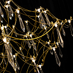 Люстра подвесная с изогнутым металлическим каркасом и множеством хрустальных подвесок Золото Диаметр 80 см Quasar варинант исполнения - 1 | Loft Concept в Ульяновске