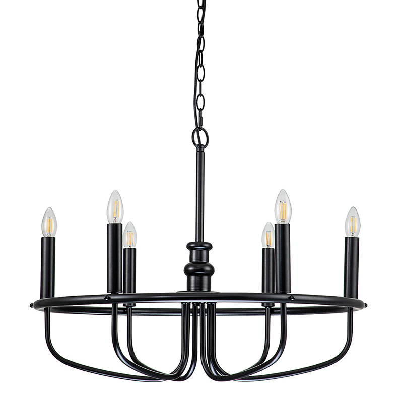 Люстра круглая с 6-ю лампами Kichler Латунь Черный Никель в Ульяновске | Loft Concept 