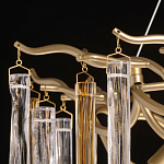 Люстра линейная золотого цвета с декоративными ветвями и длинными стеклянными подвесками в форме сосулек Droplet Chandelier варинант исполнения - 7 | Loft Concept в Ульяновске