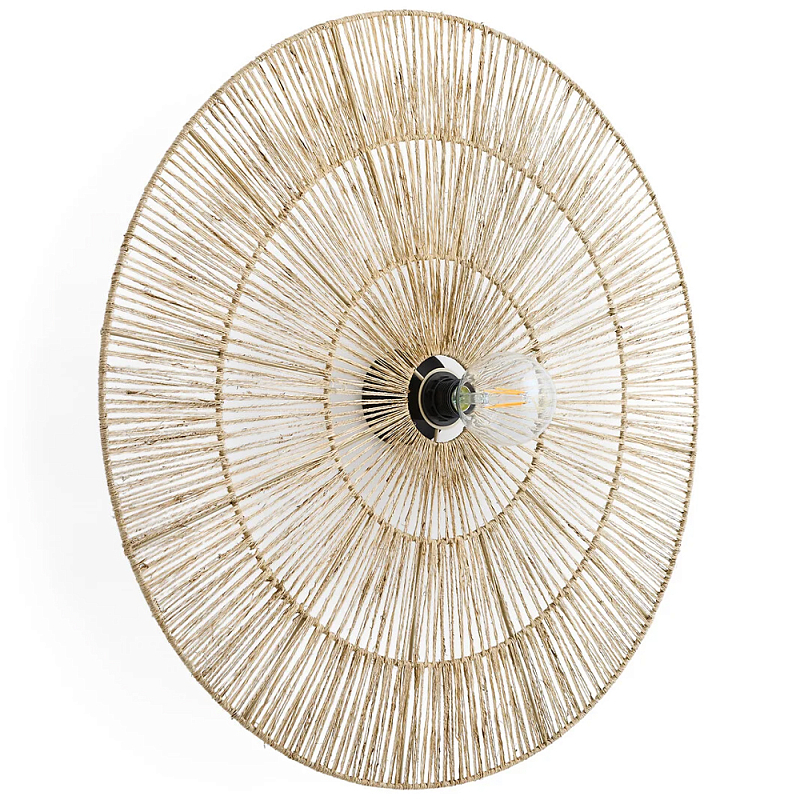 Круглый настенный светильник с декором из пеньковой веревки Alano Wall Lamp Бежевый Круглый настенный светильник с декором из пеньковой веревки Alano Wall Lamp Бежевый в Ульяновске | Loft Concept