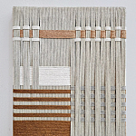 Панно из шнура Бежевая геометрическая абстракция wall panel line beige  варинант исполнения - 1 | Loft Concept в Ульяновске