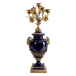 Подсвечник из темно-синего фарфора с бронзовыми элементами и цветами Eden Garden варинант исполнения - 1 | Loft Concept в Ульяновске