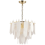 Люстра с декором из рельефного стекла в виде перьев Abelia Feather Chandelier 10 варинант исполнения - 2 | Loft Concept в Ульяновске